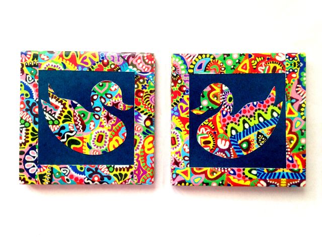 Blue Swan Colorisma Set of 2 Ceramic Coasters