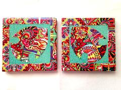 Blue Fish Spring Fiesta Set of 2 Ceramic Coasters