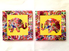 Yellow Elephant Summer Trail Set of 2 Ceramic Coasters