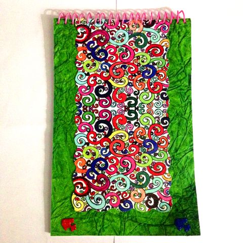 [SOLD] Spiral Notebook - Florosphere Green with Fish Eyelets