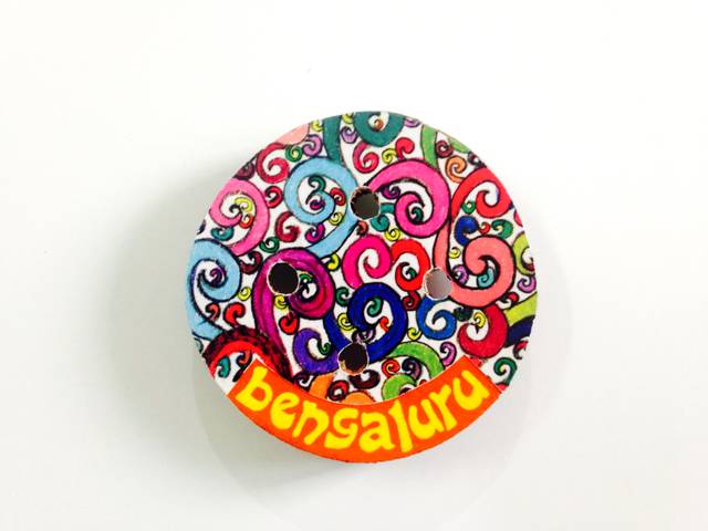 Florosphere Button Bengaluru Wooden Magnet Khyatiworks