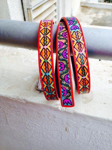 Lotus and Rain handpainted belt