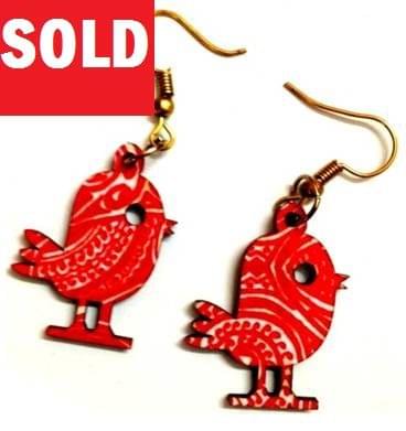 [SOLD] Artwork Wooden Earrings - Tweety Bird in Enigma Artwork '-'