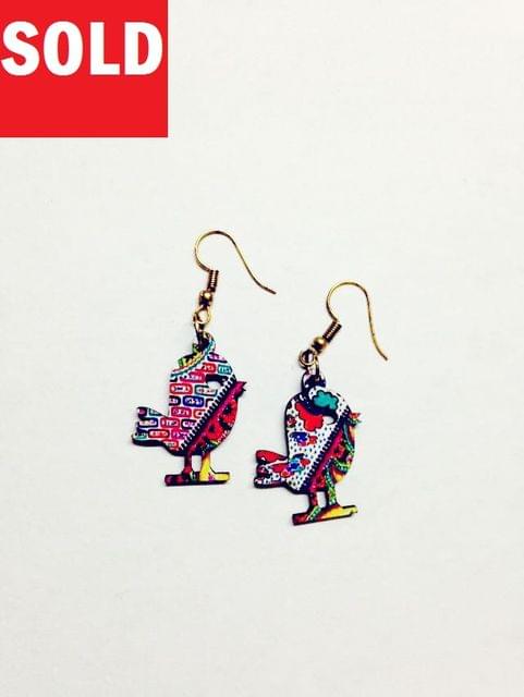 [SOLD] Artwork Wooden Earrings - Tweety - The Story of Waves