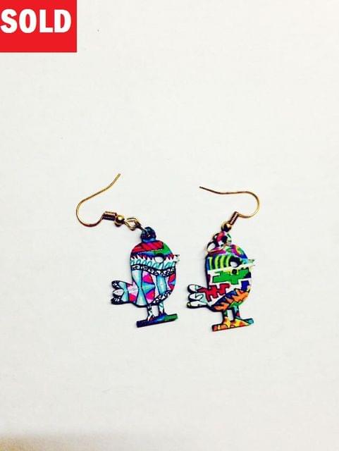 [SOLD] Artwork Wooden Earrings - Tweety - Spring Fiesta