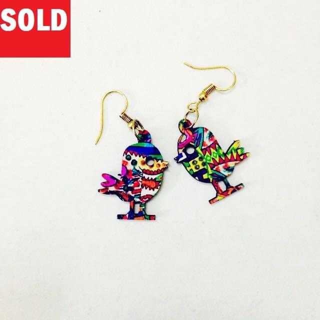 [SOLD] Artwork Wooden Earrings - Tweety - Spring Fiesta