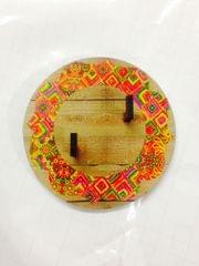 Key Holders - Circle Wooden Base With Khyati's Phulkari Artwork Frame