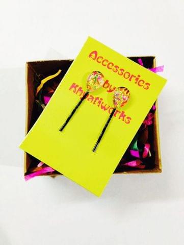 bright red yellow drops hair pin