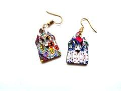 Artwork Wooden Earrings - Owl Earrings in 'The Story Of Waves' Artwork