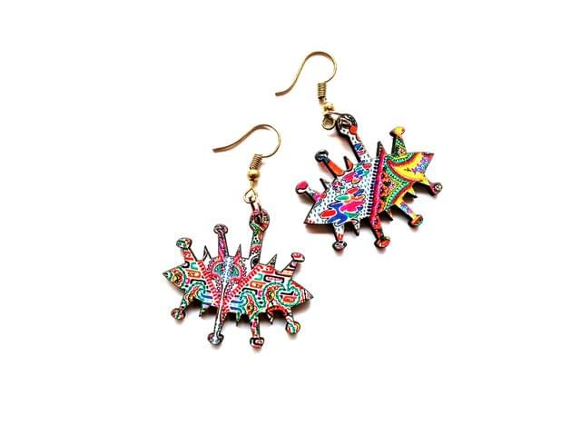 Artwork Wooden Earrings - Quirky Earrings in 'The Story Of Waves' Artwork