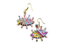 Artwork Wooden Earrings - Quirky Earrings in 'The Story Of Waves' Artwork
