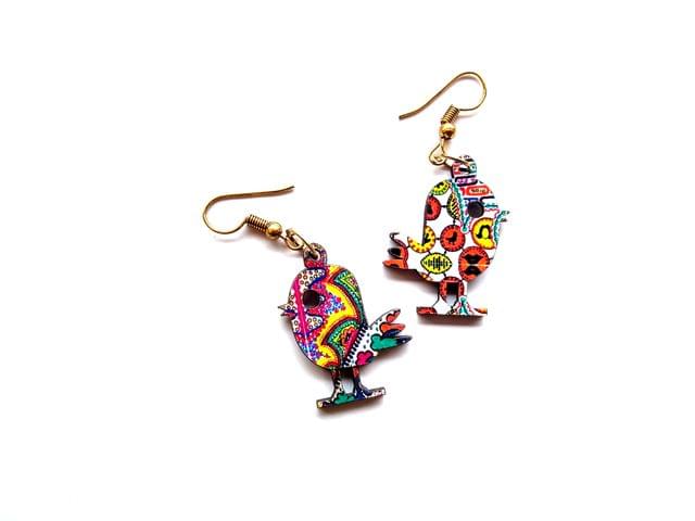 Artwork Wooden Earrings - Tweety in the Story of Waves Artwork