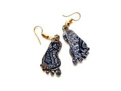[SOLD] Artwork Wooden Earrings - Lakshmi Padam earrings in The Story of Waves Artwork