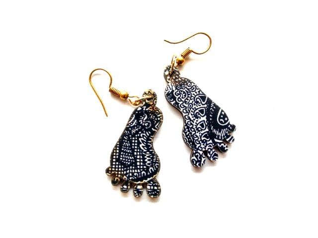 [SOLD] Artwork Wooden Earrings - Lakshmi Padam earrings in The Story of Waves Artwork