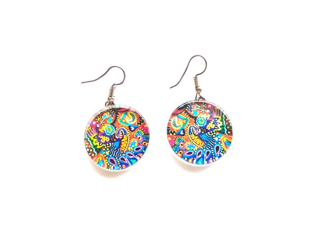 Rainbow 1 inch glass earrings