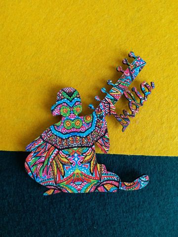 FRIDGE MAGNETS LADY WITH SITAR SHAPED- INDIA