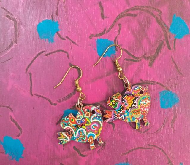 Artwork Wooden Earrings - Flying Birds earrings