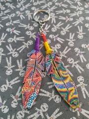 COLORFUL ARTWORK WOODEN KEY CHAIN- FEATHER SHAPED-10