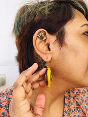 RAINBOW THREAD GLASS EARRING- HEART SHAPED