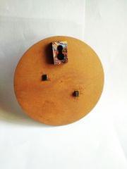 KEY HOLDER - CIRCLE BLUE DENIM BASE WITH ENIGMA ARTWORK FRAME
