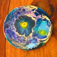 BLUE - GOLDEN  RESIN ART COASTER