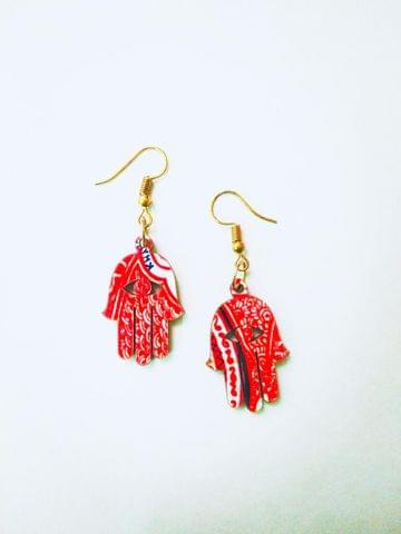 HAMSA EARRINGS IN ENIGMA ARTWORK