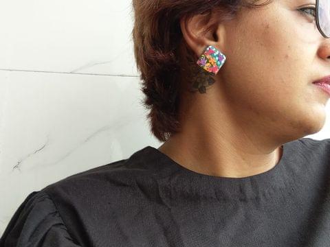 Orange Flower Studs