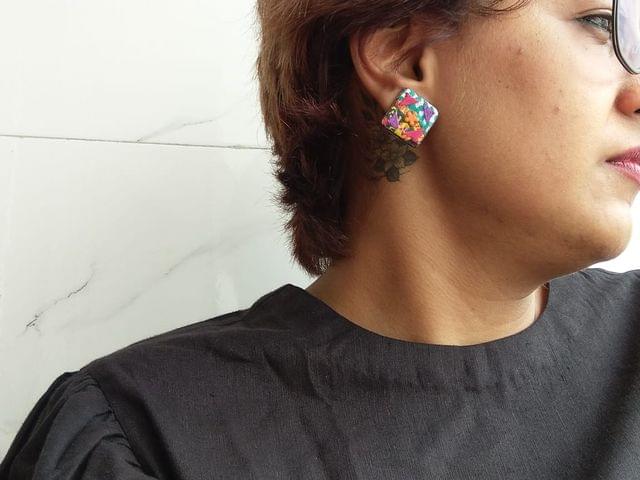 Orange Flower Studs