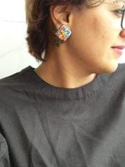 Orange Flower Studs