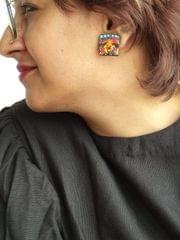 Orange Flower Studs