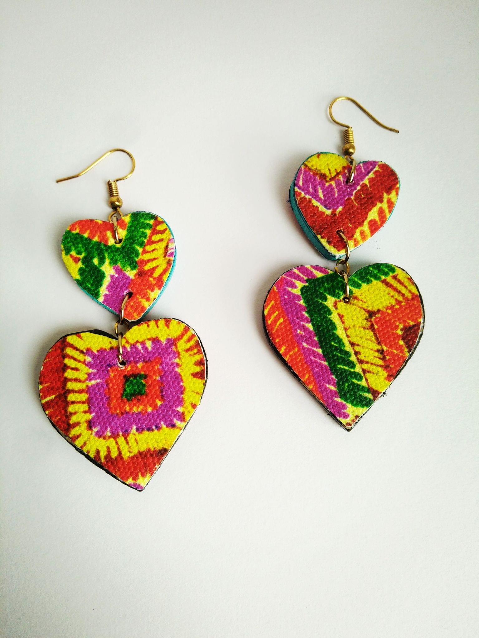Phulkari Heart Handmade Earrings