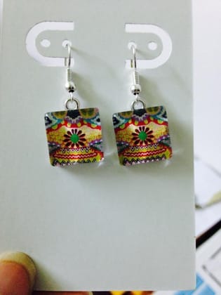 Summer Breeze Square Glass Earrings