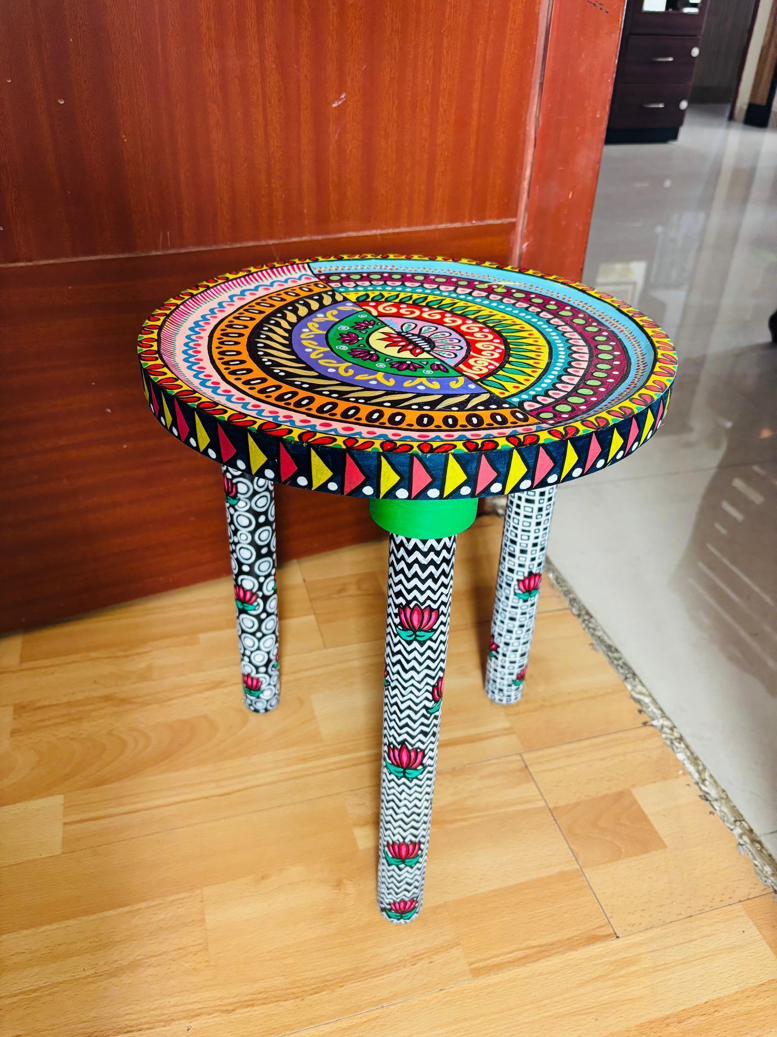 Rangchakra - Handpainted wooden table 14” top