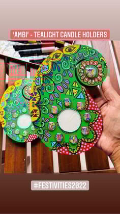 Paisley Candle Holder - Green