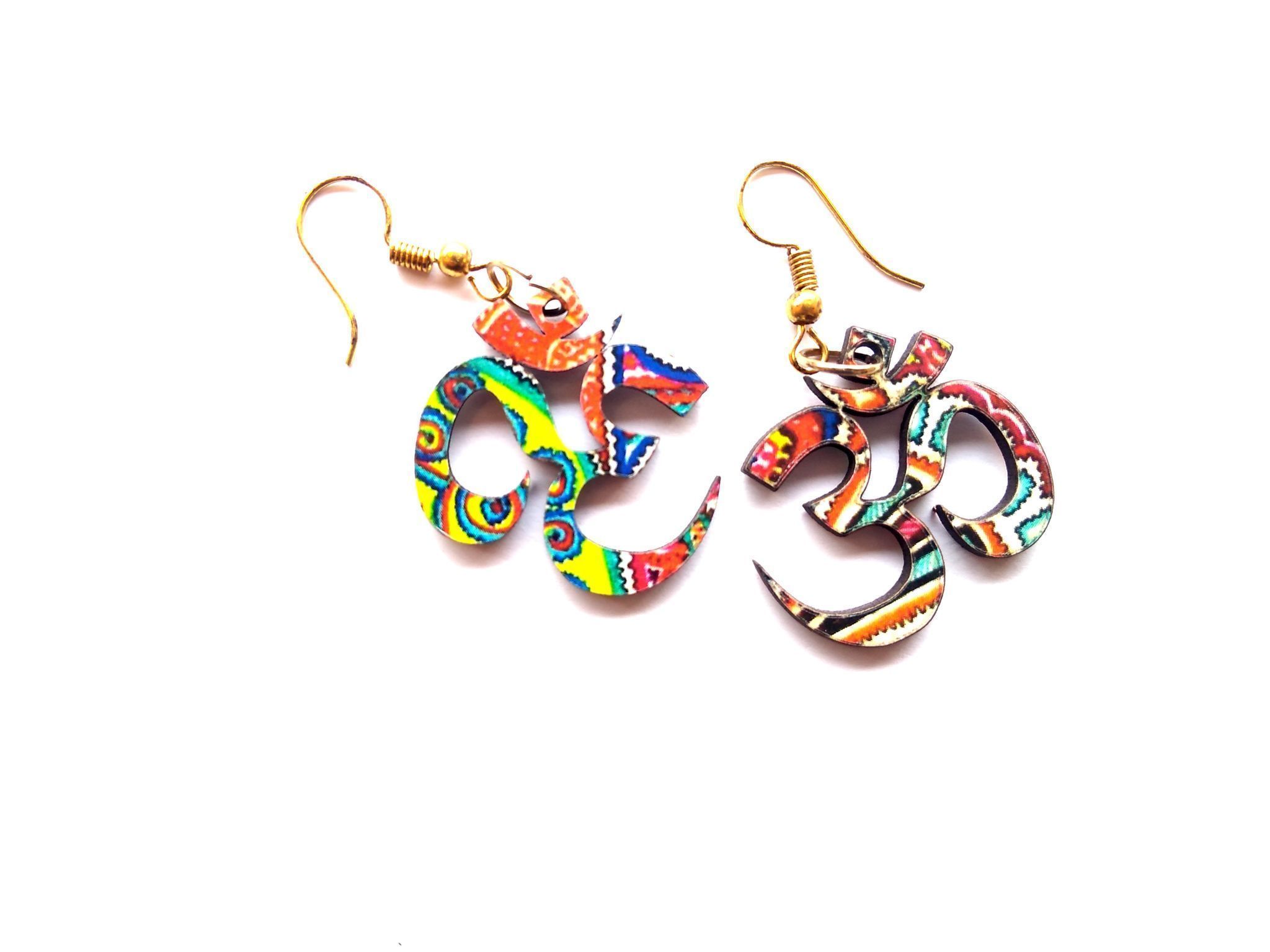 Artwork Wooden Earrings - Om earrings in assorted Artworks