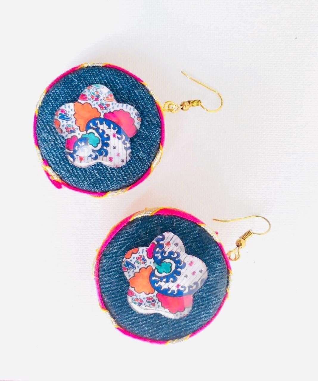 DENIM GLASS EARRING - PINK GOTTA