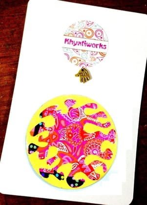 Fluidy Pink Circle Wooden Magnet