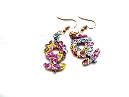 Artwork Wooden Earrings - Flowers of joy in assorted Artworks