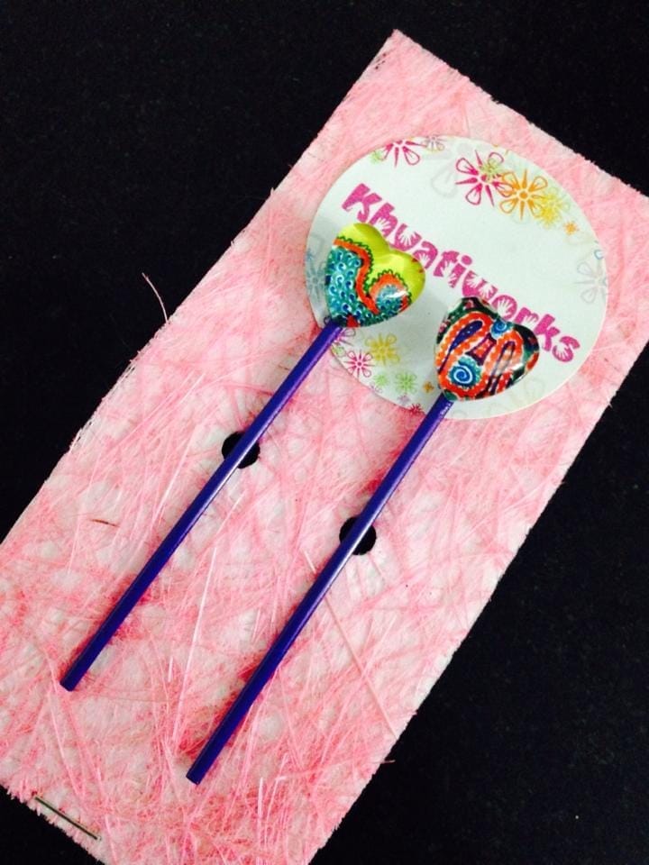 The Ornate Hearts Purple Bobby Pins