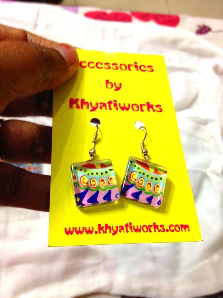 Blossoms - Glass Tile Earrings