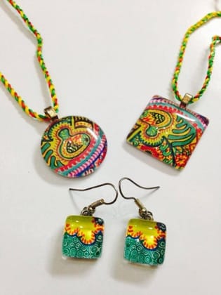 Gardenia - Glass Tile Pendants and Earrings