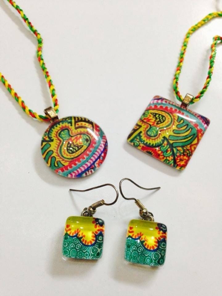 Gardenia - Glass Tile Pendants and Earrings