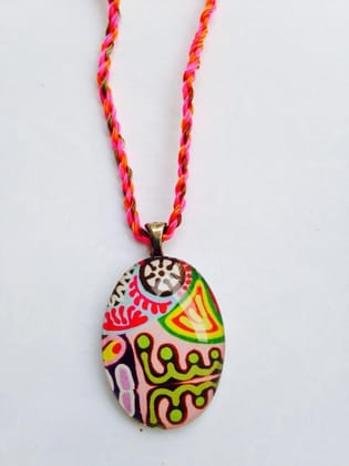 Color-ange Oval Glass Pendant