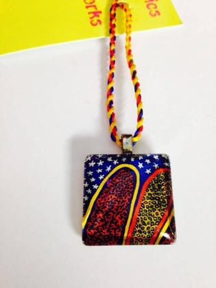 Starry Nites Domed Square with a lovely Color Burst reverse Glass Pendant