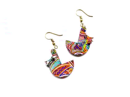Artwork Wooden Earrings - Ethnic Birds in assorted Artworksk