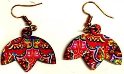 Artwork Wooden Earrings - Lotus in assorted Artworks