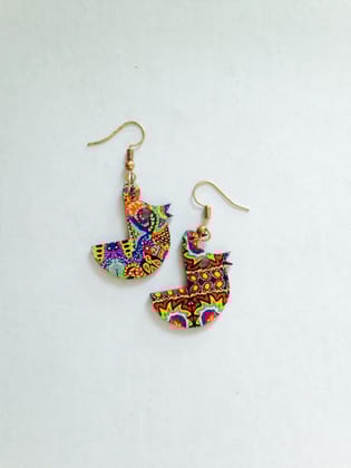 Artwork Wooden Earrings - Big Bird in assorted Artworks