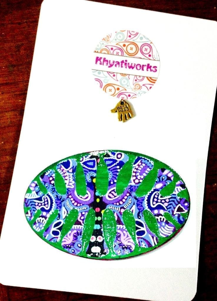 Purp-een Oval Wooden Magnet