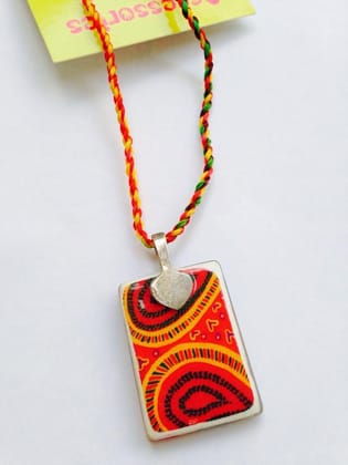 Rangoli Cuboid Glass Pendant