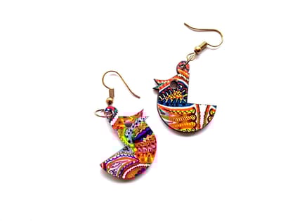 Artwork Wooden Earrings - Ethnic Birds in assorted Artworksk